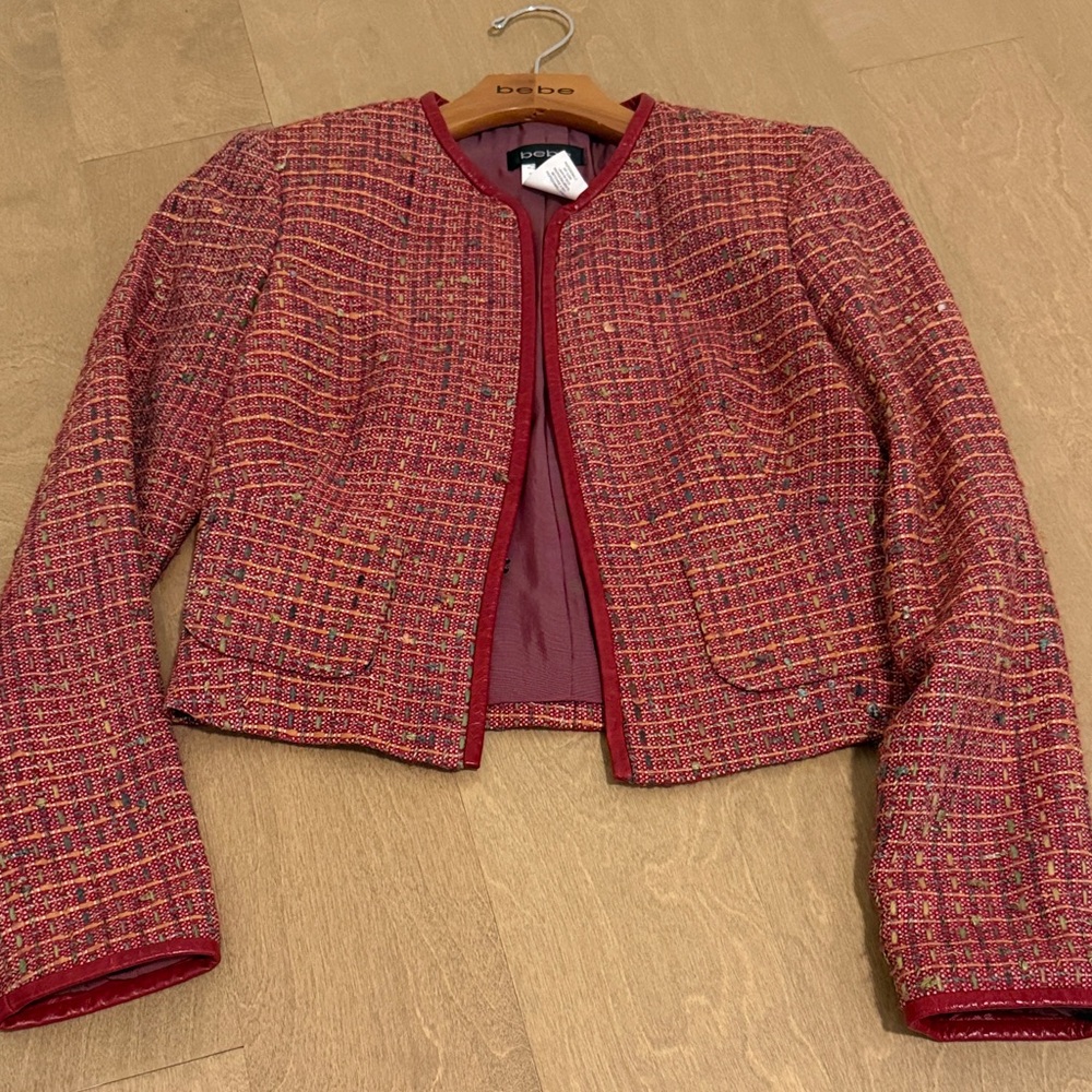 Bebe Women's Red Tweed Jacket size 2